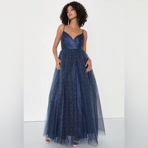 Lulu's Midnight Blue Glitter Gown